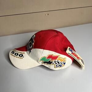Vintage Daytona 500 Hat Cap Strap Back Mens One Size Red NASCAR Racing Twins